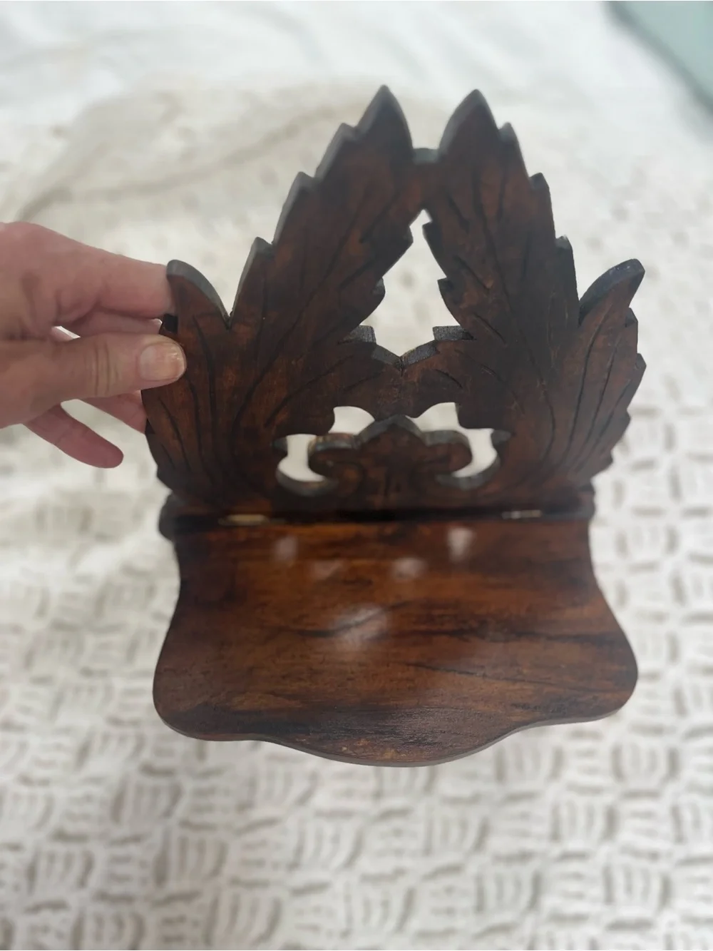 Hand-Carved Brown Wooden Wall Shelf - Decorative Home Wall Decor